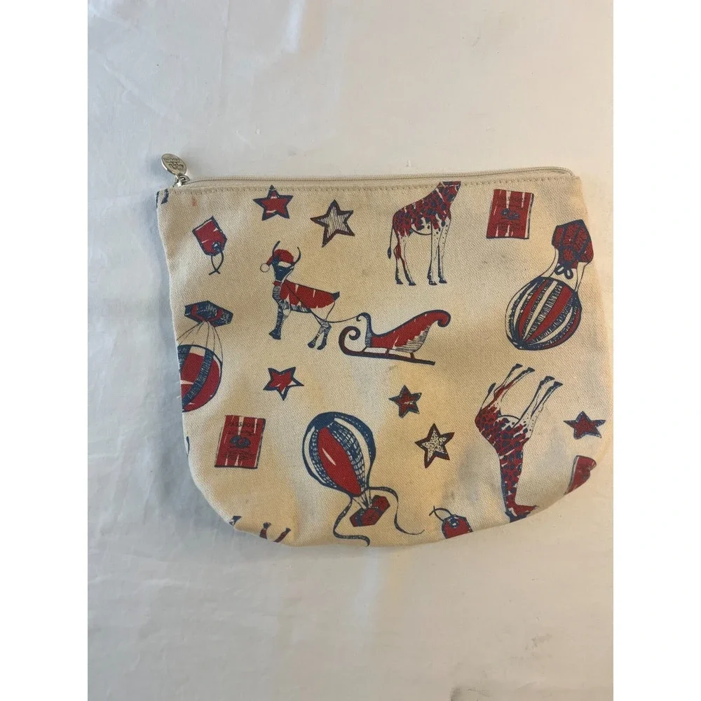 Origins Canvas makeup bag Cosmetic‎ Pouch case Animal Print Ivory